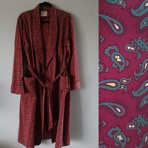 1950s Men's Vintage Robe Maroon with Paisley
